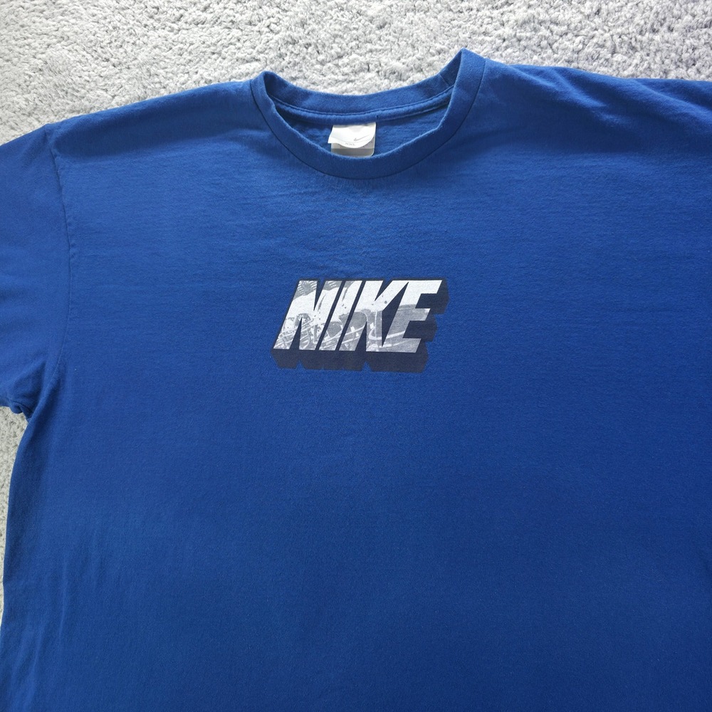 Vintage Nike Mens XXL Blue Graphic T-Shirt Football Logoman Short Sleeve Cotton
